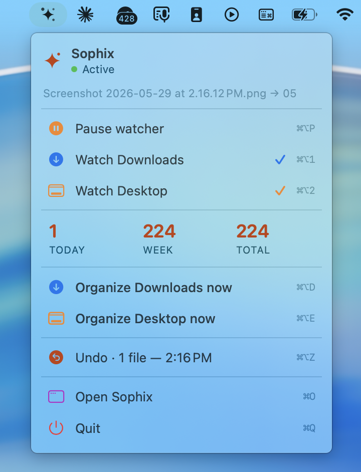 Sophix — Watcher in the menu bar